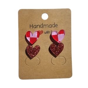 Checkmate Crush Acrylic Stud Earrings, 2 Pair